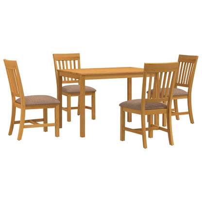 Dining Set 5 pcs Grey Solid Oak Wood