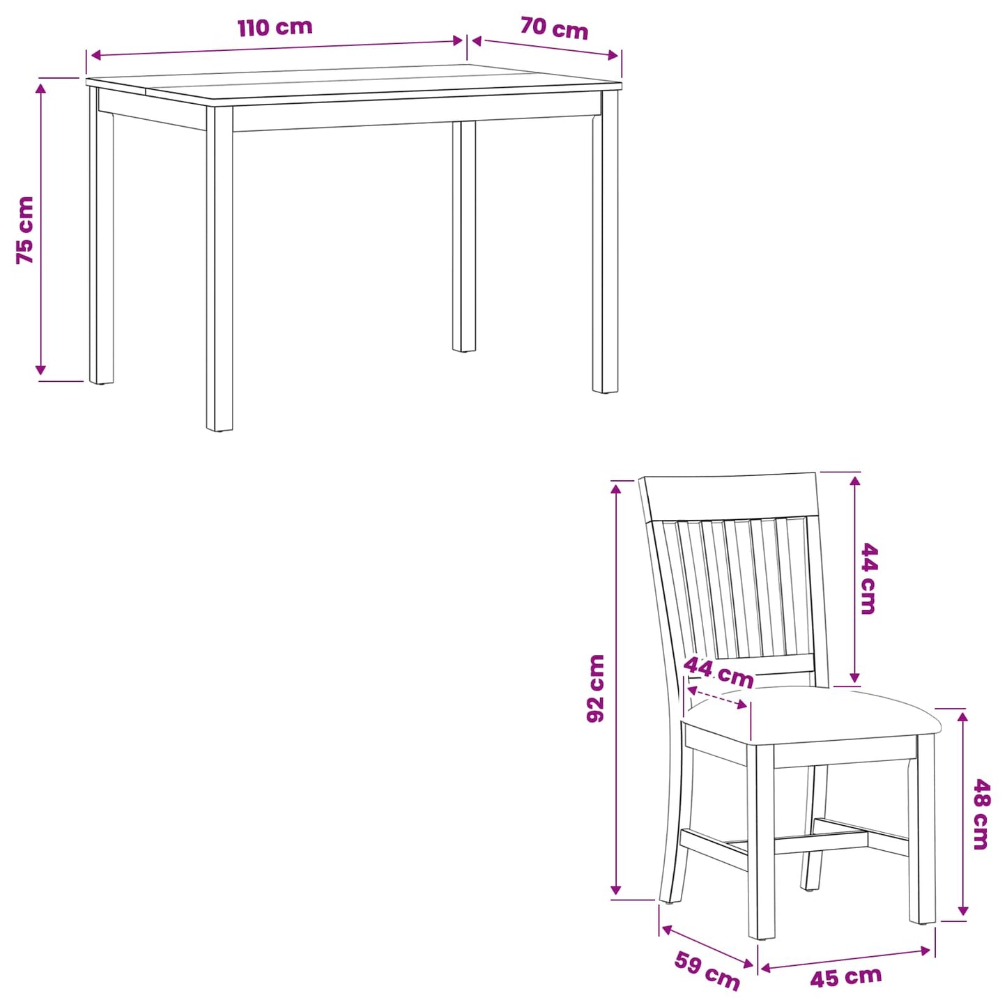 Dining Set 5 pcs Grey Solid Oak Wood