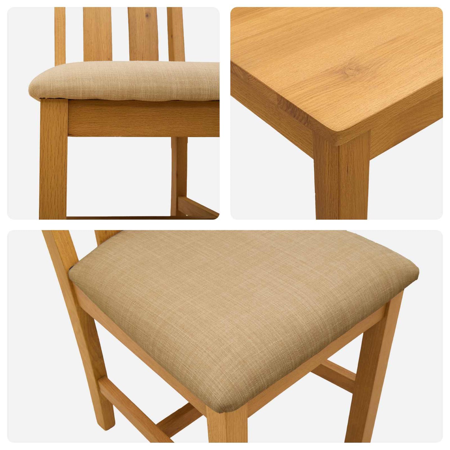 Dining Set 5 pcs Beige Solid Oak Wood