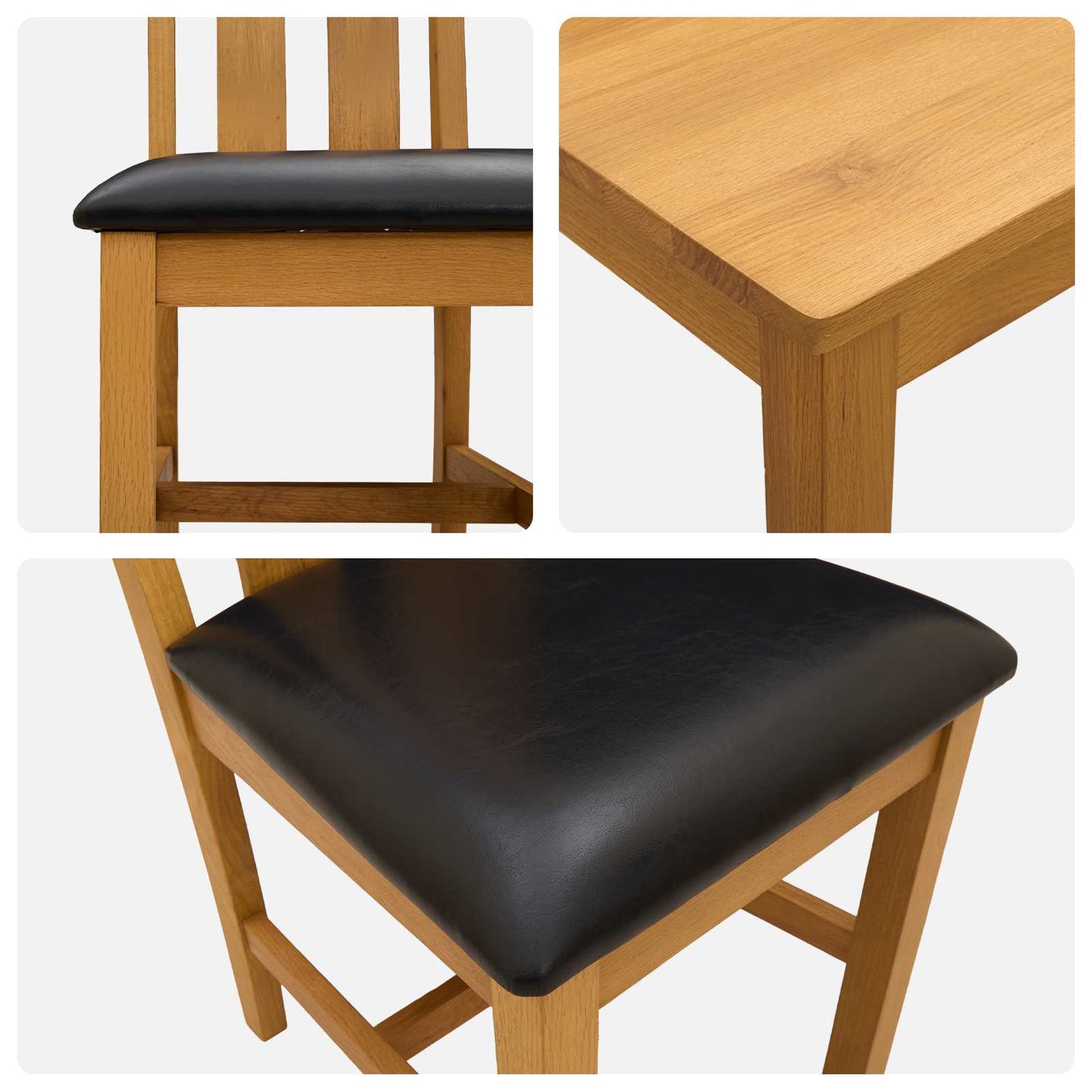 Dining Set 5 pcs Black Solid Oak Wood
