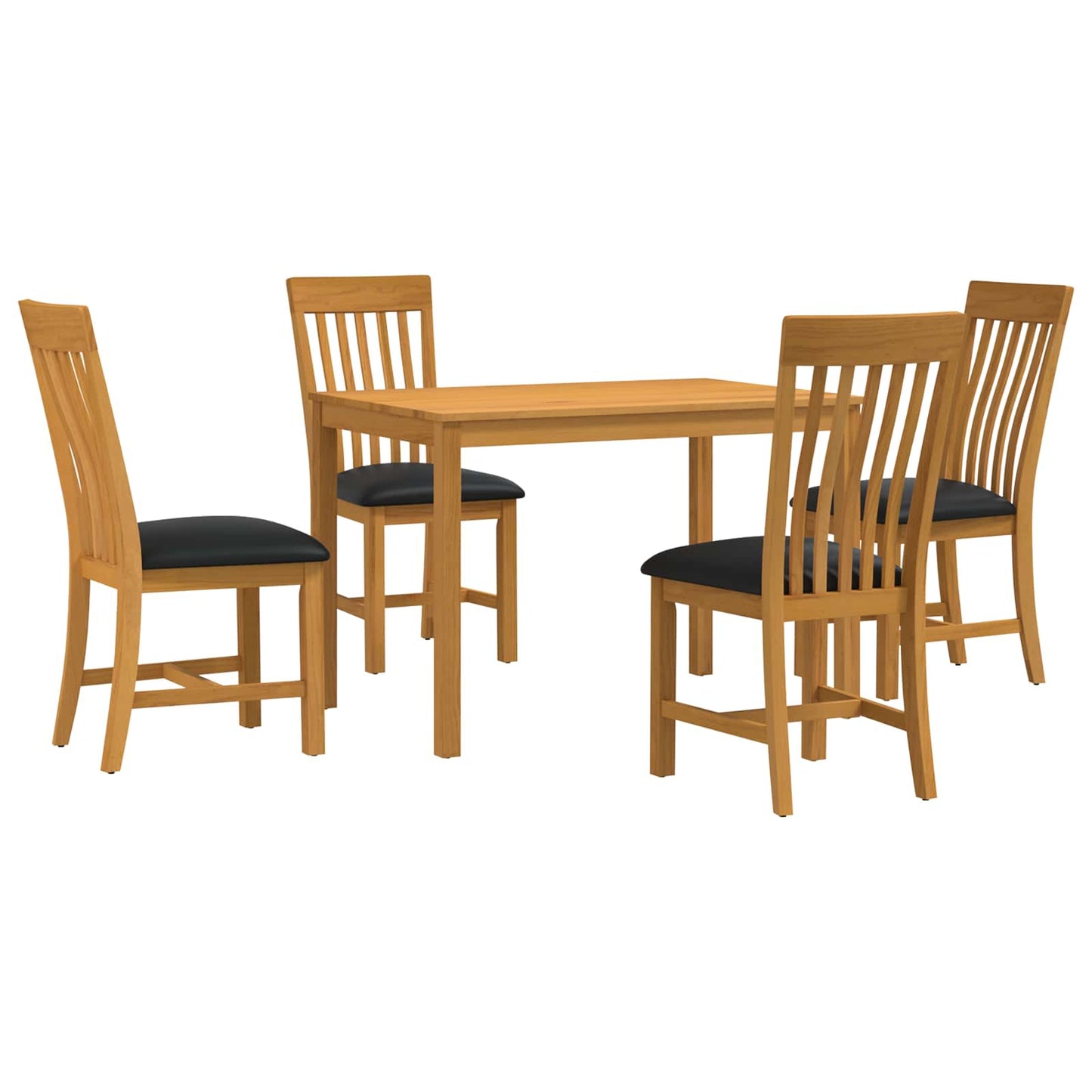 Dining Set 5 pcs Black Solid Oak Wood