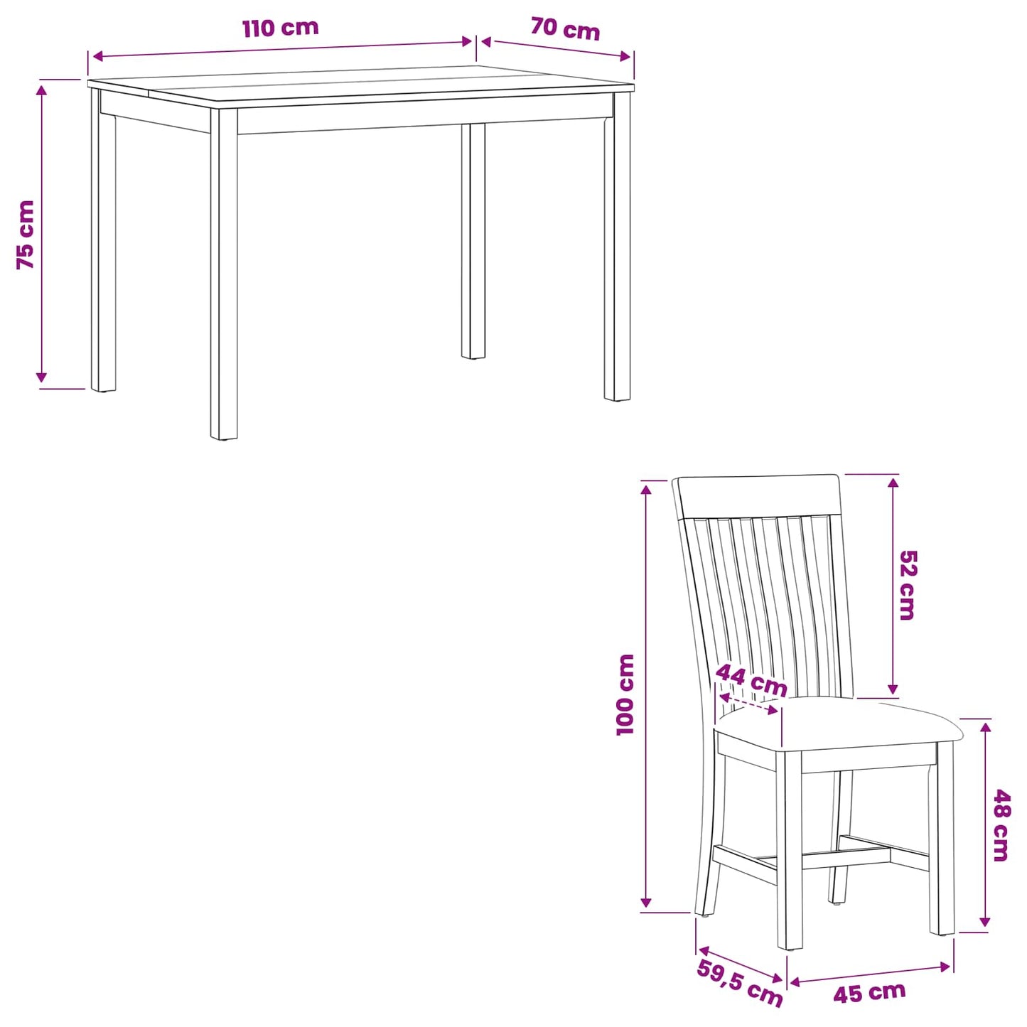 Dining Set 5 pcs Black Solid Oak Wood