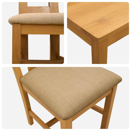 Dining Set 5 pcs Beige Solid Oak Wood