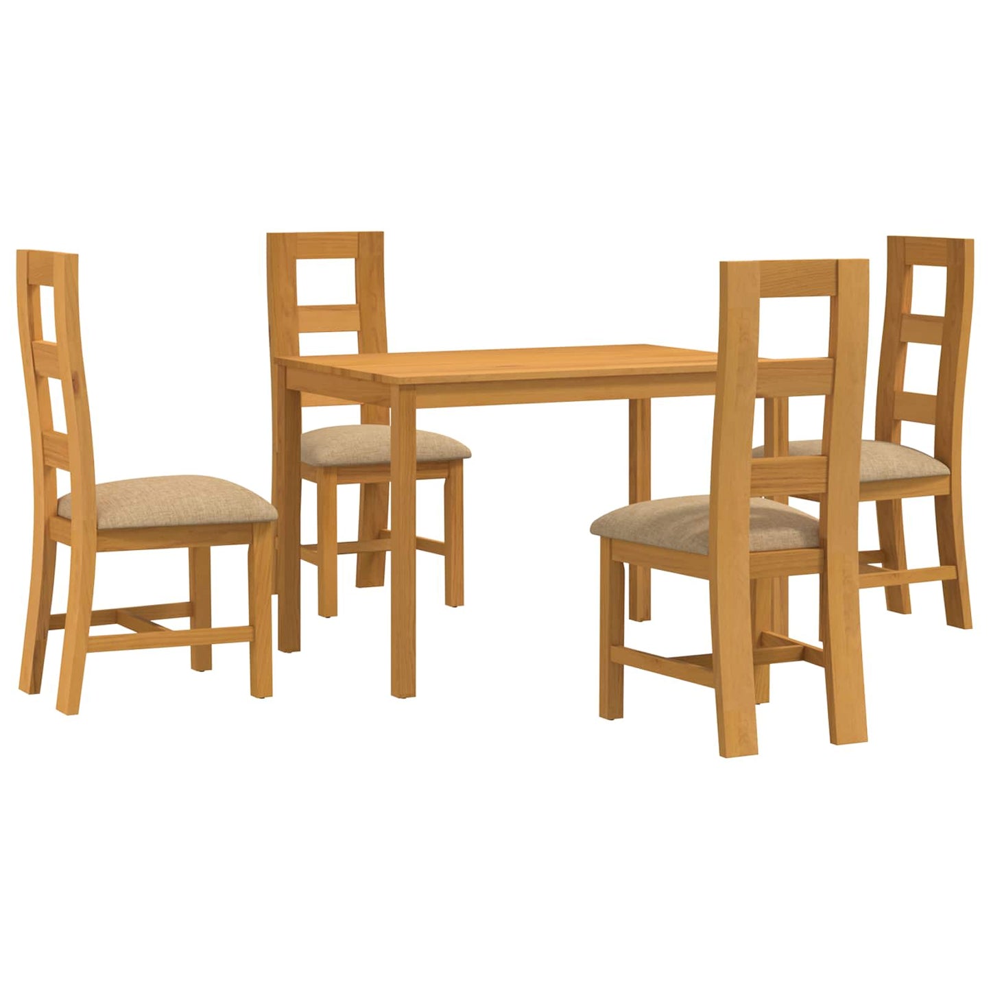 Dining Set 5 pcs Beige Solid Oak Wood