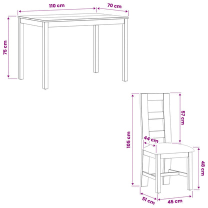 Dining Set 5 pcs Beige Solid Oak Wood