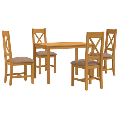 Dining Set 5 pcs Grey Solid Oak Wood