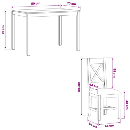 Dining Set 5 pcs Beige Solid Oak Wood