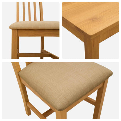Dining Set 7 pcs Beige Solid Oak Wood