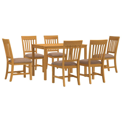 Dining Set 7 pcs Grey Solid Oak Wood