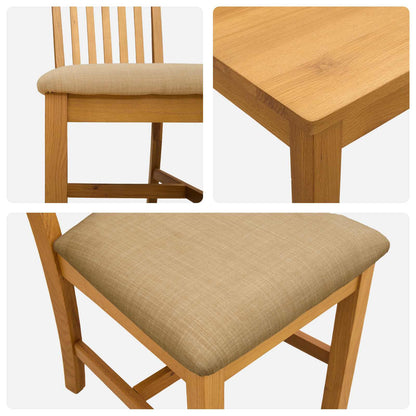 Dining Set 7 pcs Beige Solid Oak Wood
