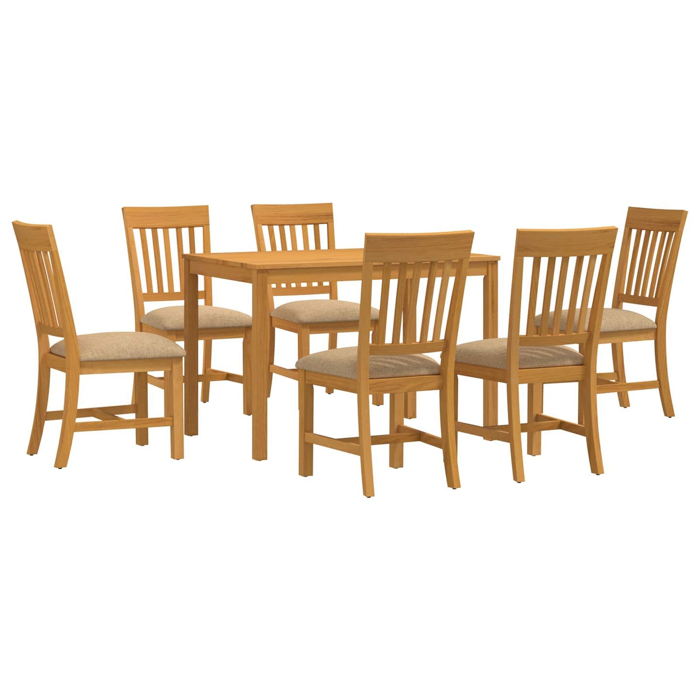 Dining Set 7 pcs Beige Solid Oak Wood
