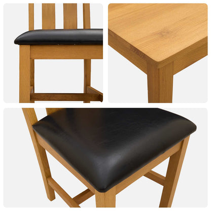 Dining Set 7 pcs Black Solid Oak Wood