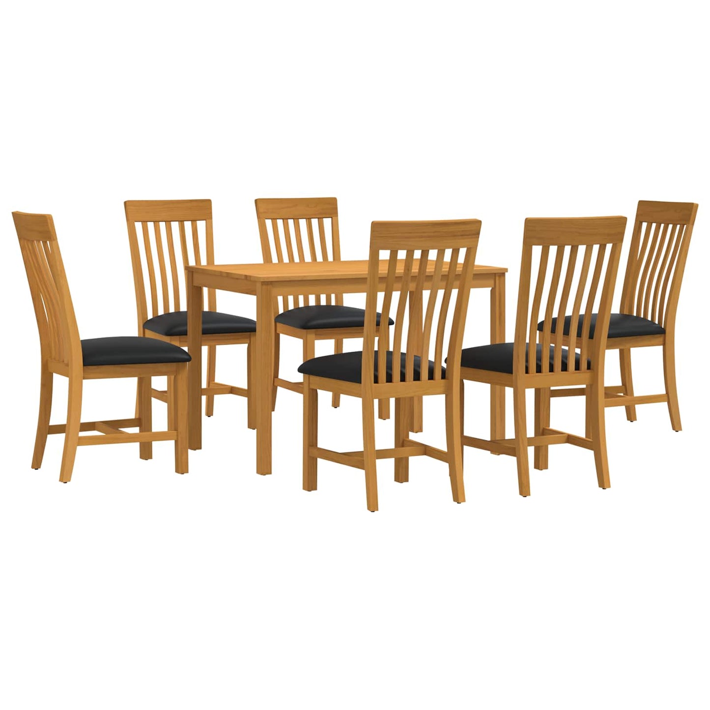 Dining Set 7 pcs Black Solid Oak Wood