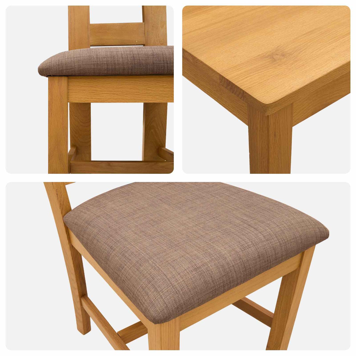 Dining Set 7 pcs Grey Solid Oak Wood