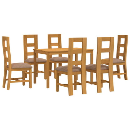 Dining Set 7 pcs Grey Solid Oak Wood