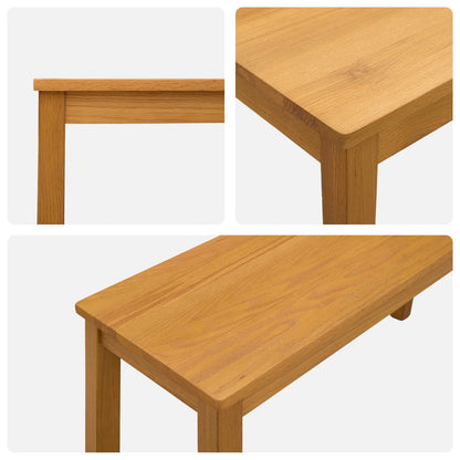 Dining Set 3 pcs Natural Solid Oak Wood