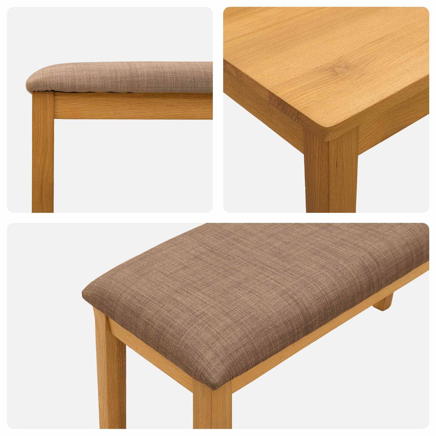 Dining Set 3 pcs Grey Solid Oak Wood