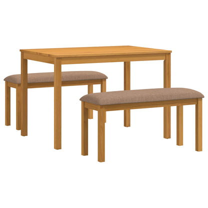 Dining Set 3 pcs Grey Solid Oak Wood
