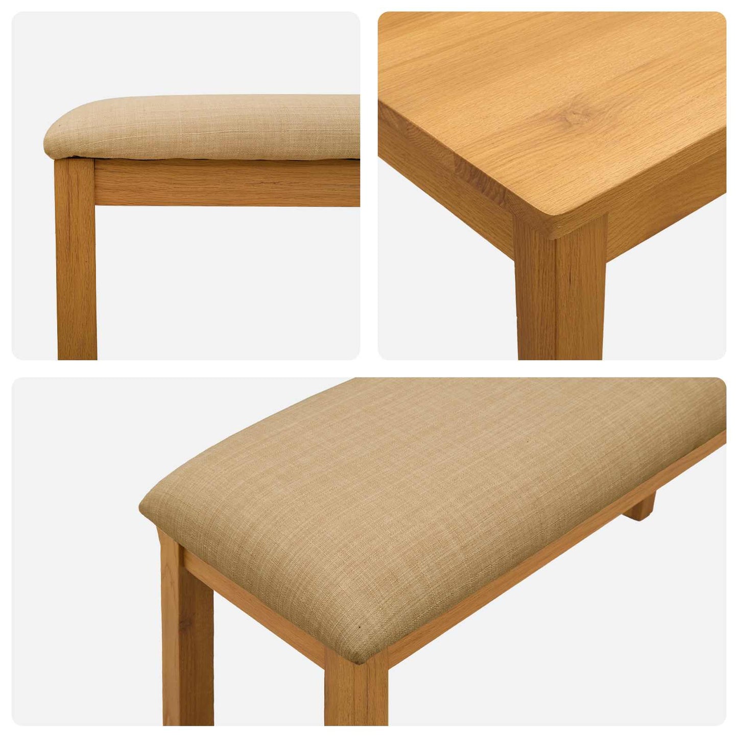 Dining Set 3 pcs Beige Solid Oak Wood