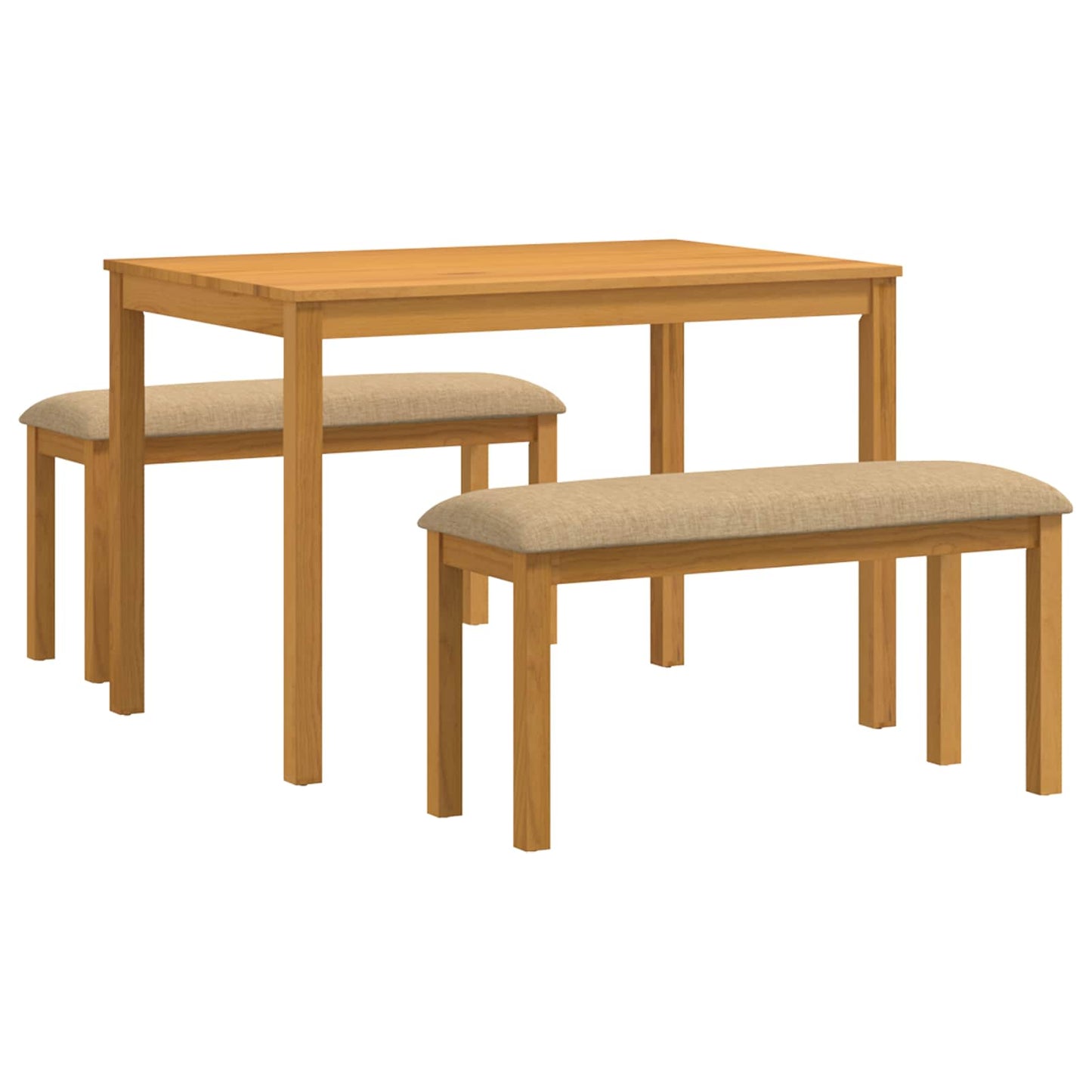 Dining Set 3 pcs Beige Solid Oak Wood