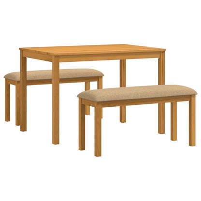 Dining Set 3 pcs Beige Solid Oak Wood