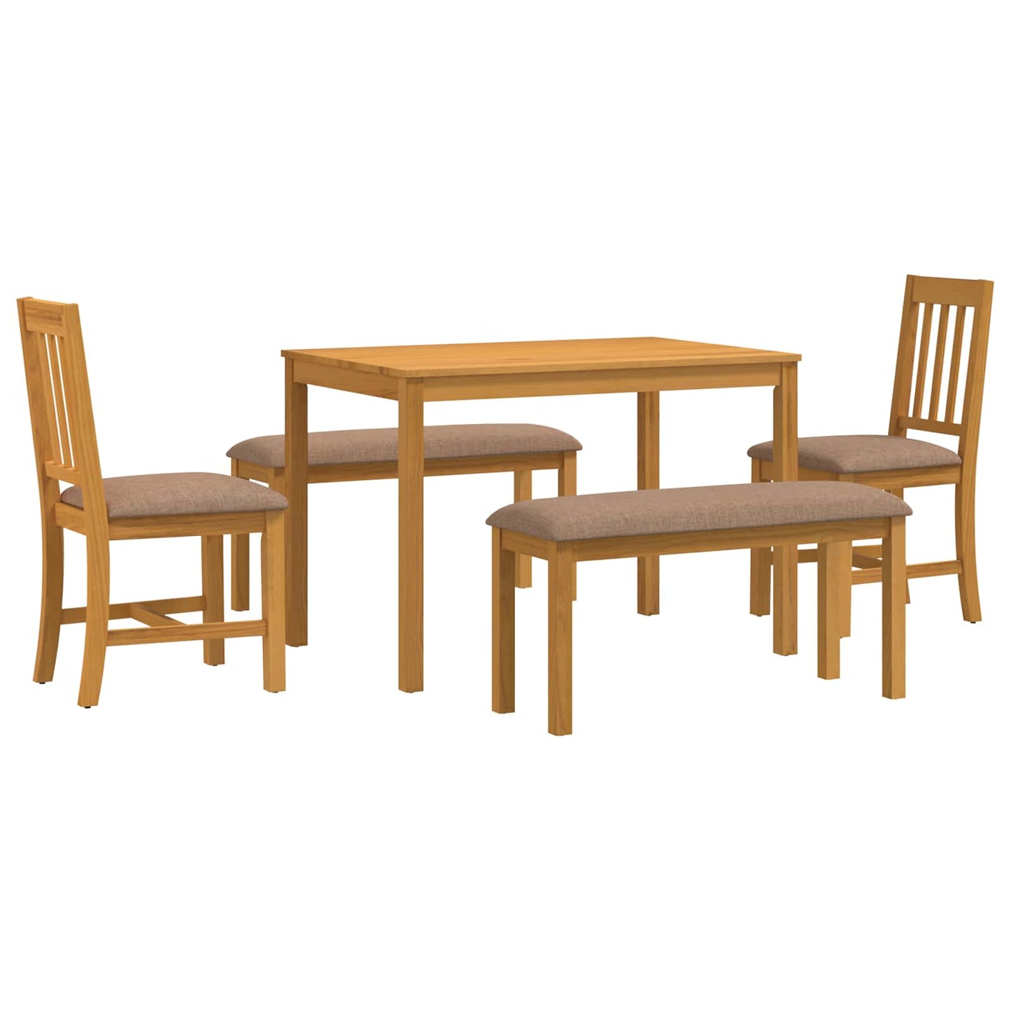 Dining Set 5 pcs Grey Solid Oak Wood