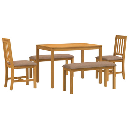 Dining Set 5 pcs Grey Solid Oak Wood