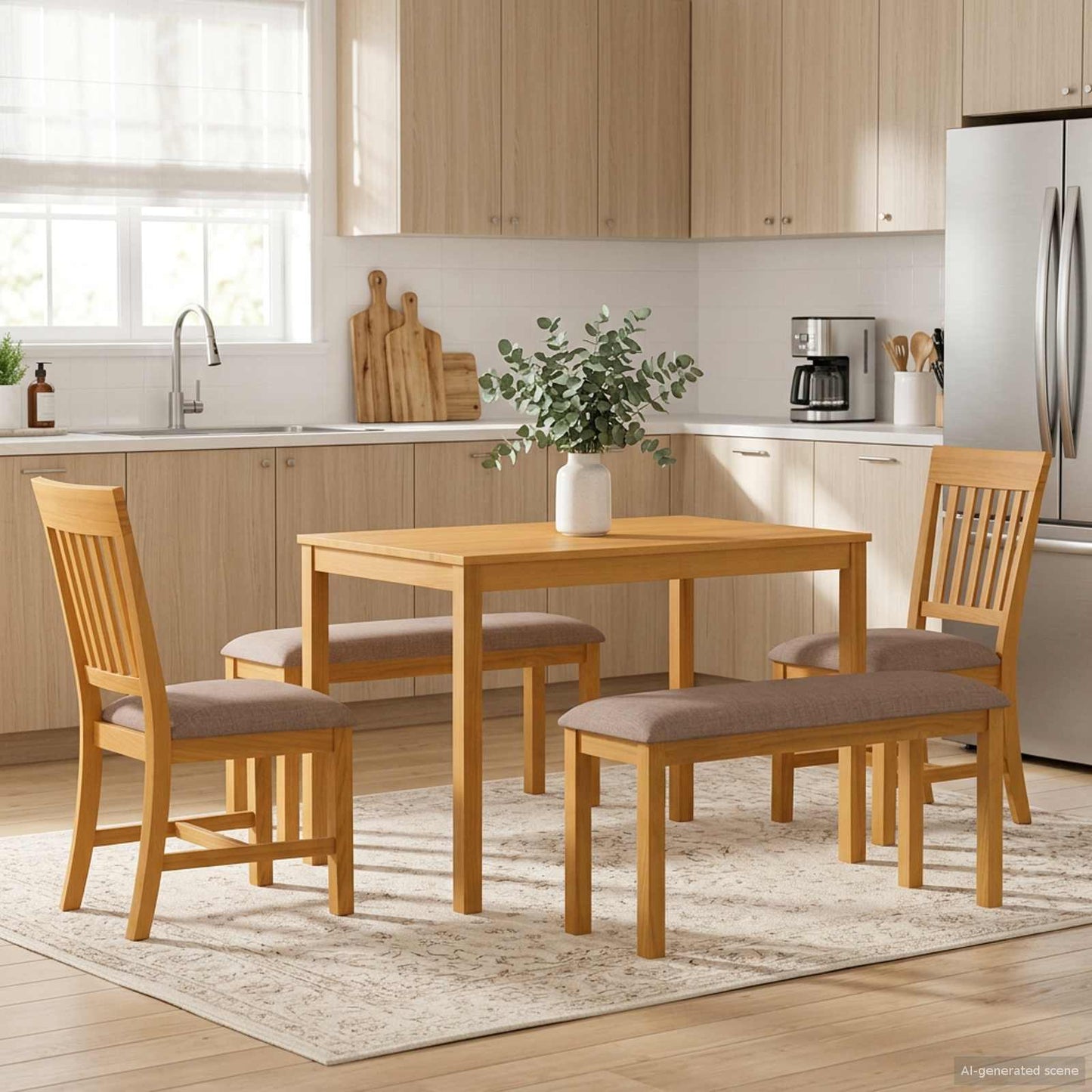 Dining Set 5 pcs Grey Solid Oak Wood