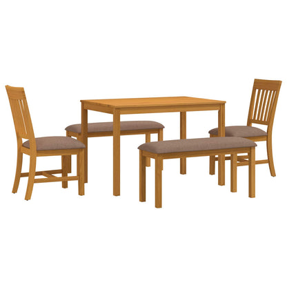 Dining Set 5 pcs Grey Solid Oak Wood