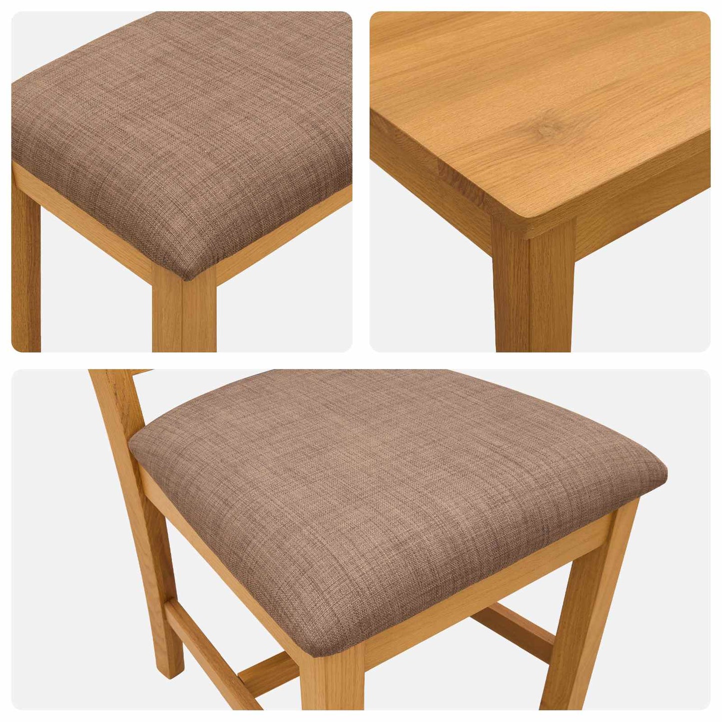 Dining Set 5 pcs Grey Solid Oak Wood