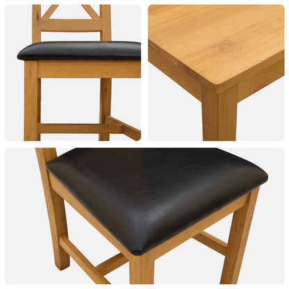 Dining Set 5 pcs Black Solid Oak Wood