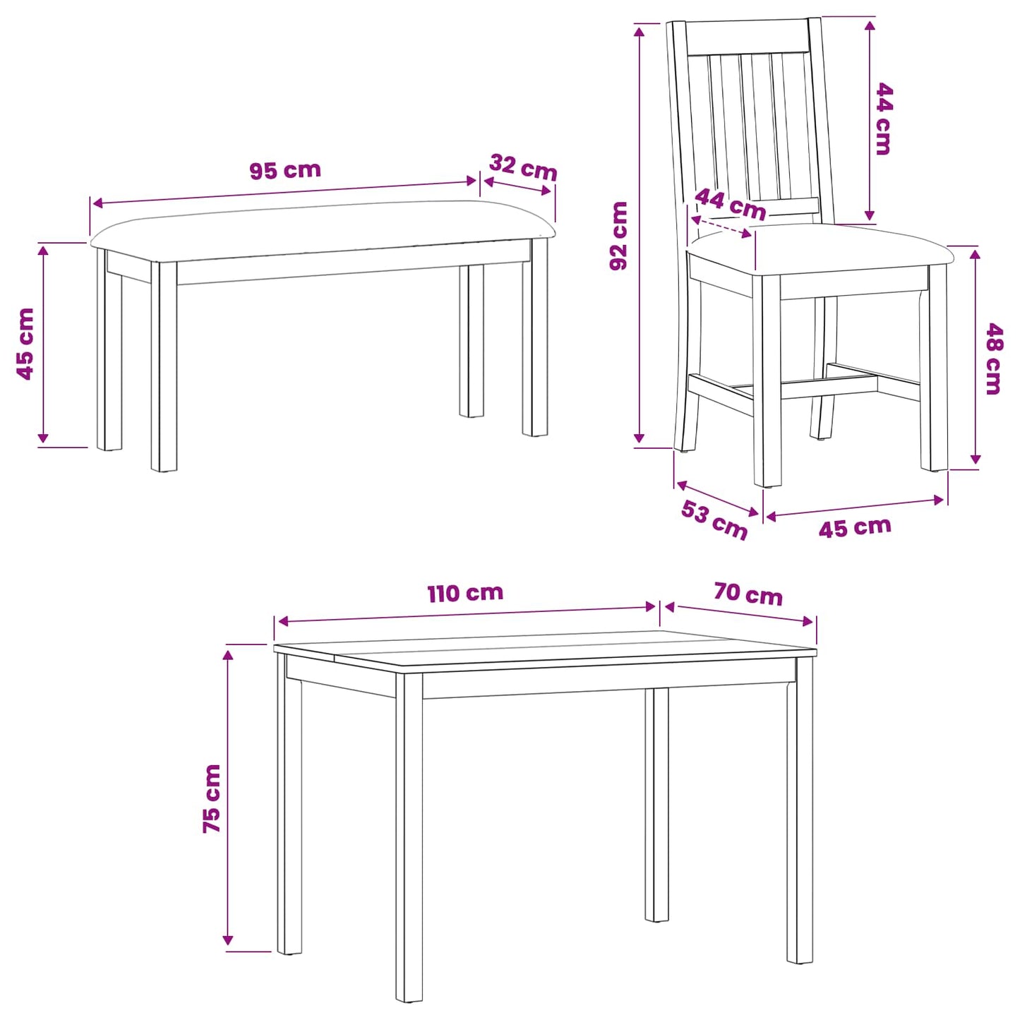 Dining Set 4 pcs Beige Solid Oak Wood