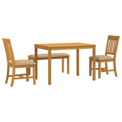 Dining Set 4 pcs Beige Solid Oak Wood