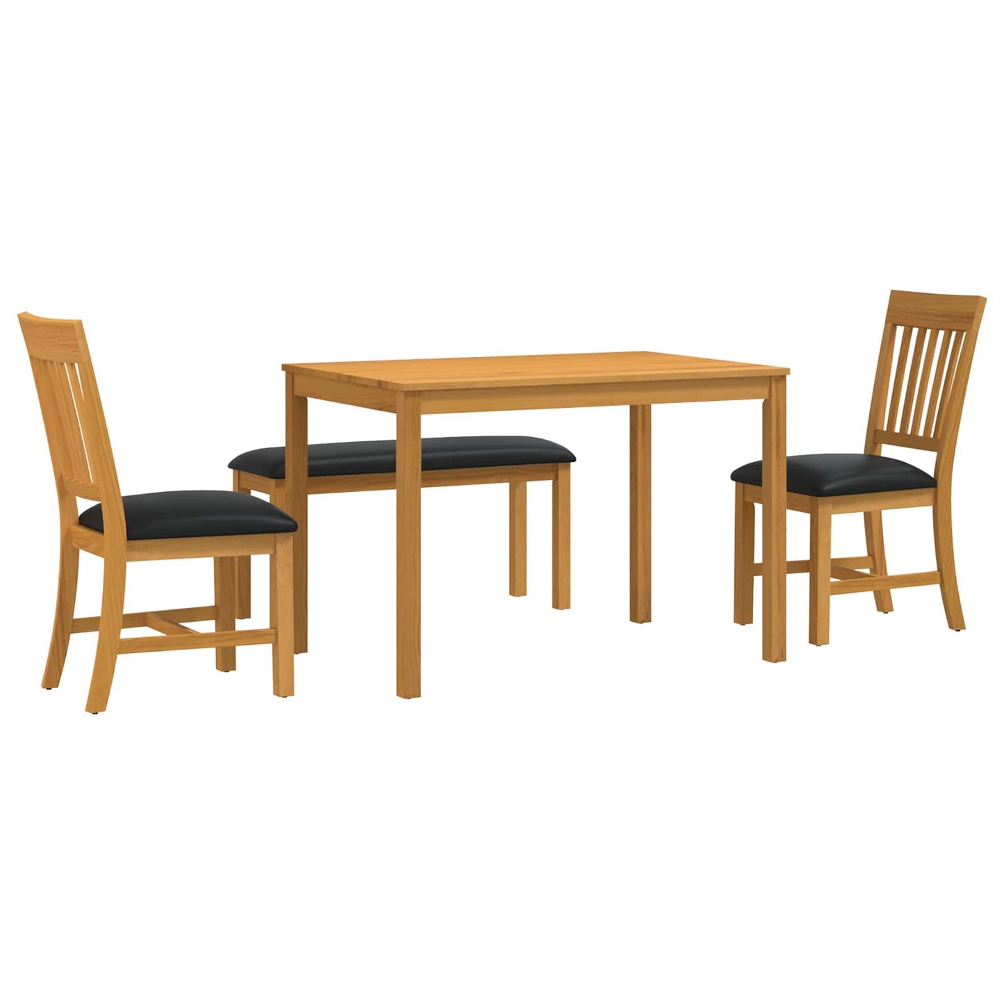 Dining Set 4 pcs Black Solid Oak Wood
