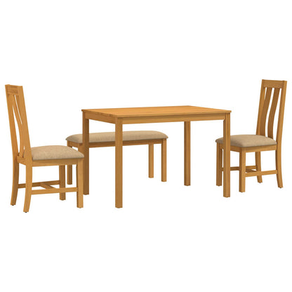 Dining Set 4 pcs Beige Solid Oak Wood