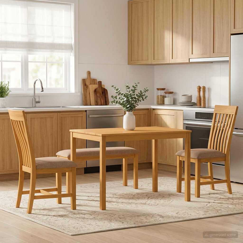 Dining Set 4 pcs Grey Solid Oak Wood