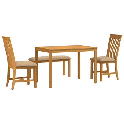 Dining Set 4 pcs Beige Solid Oak Wood