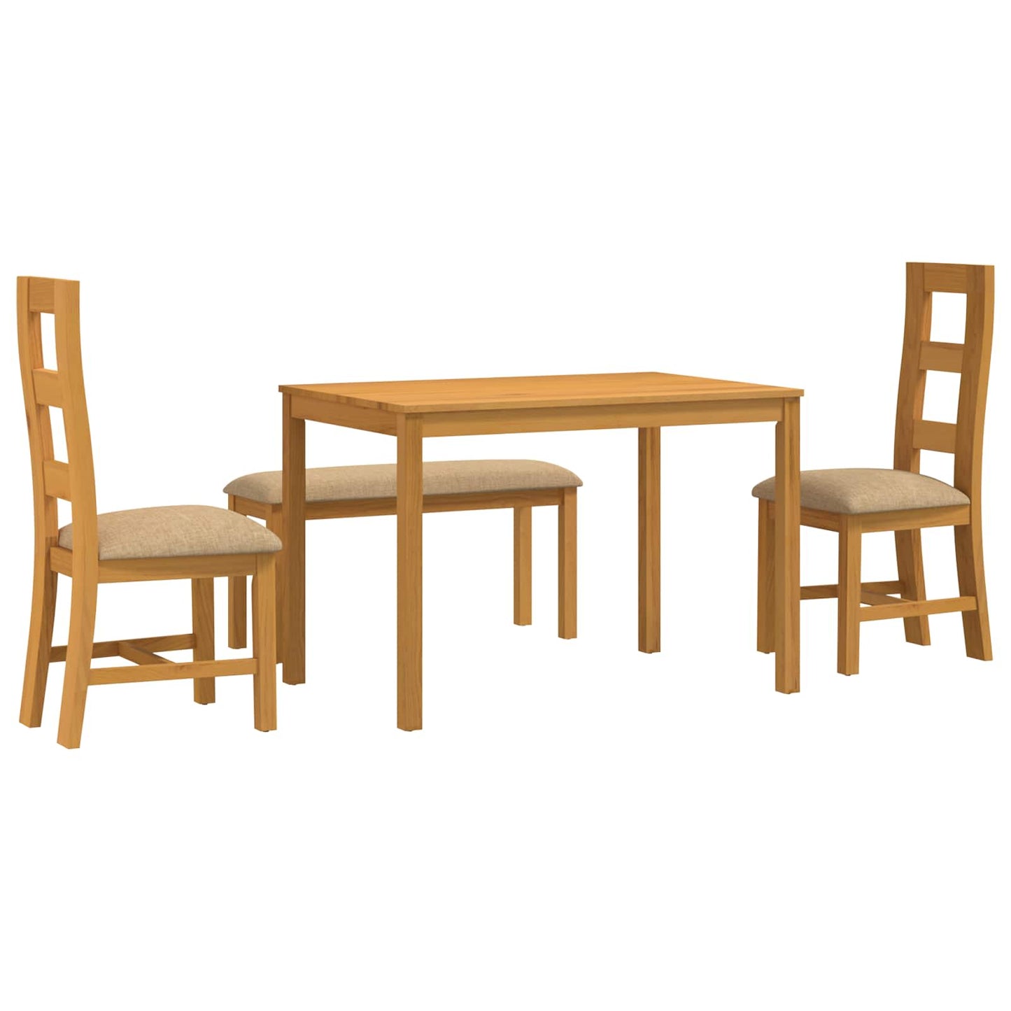 Dining Set 4 pcs Beige Solid Oak Wood