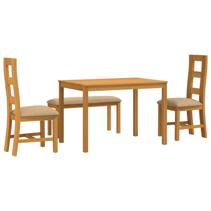 Dining Set 4 pcs Beige Solid Oak Wood