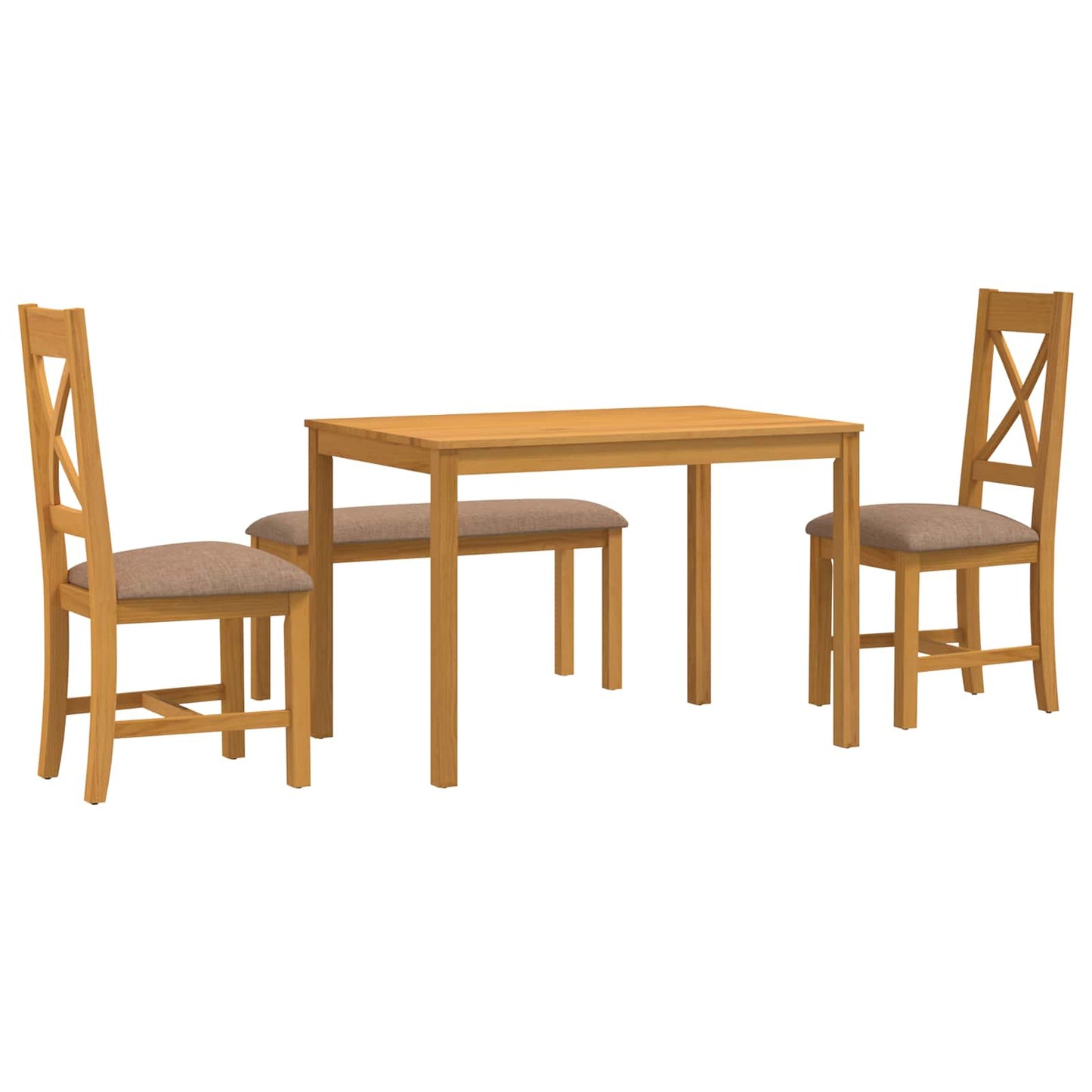Dining Set 4 pcs Grey Solid Oak Wood