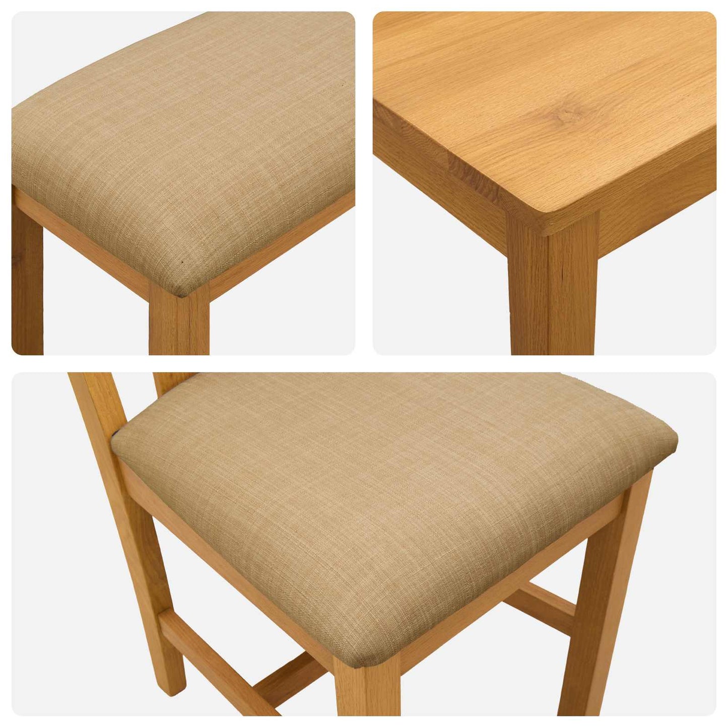 Dining Set 4 pcs Beige Solid Oak Wood