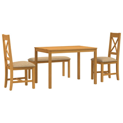 Dining Set 4 pcs Beige Solid Oak Wood