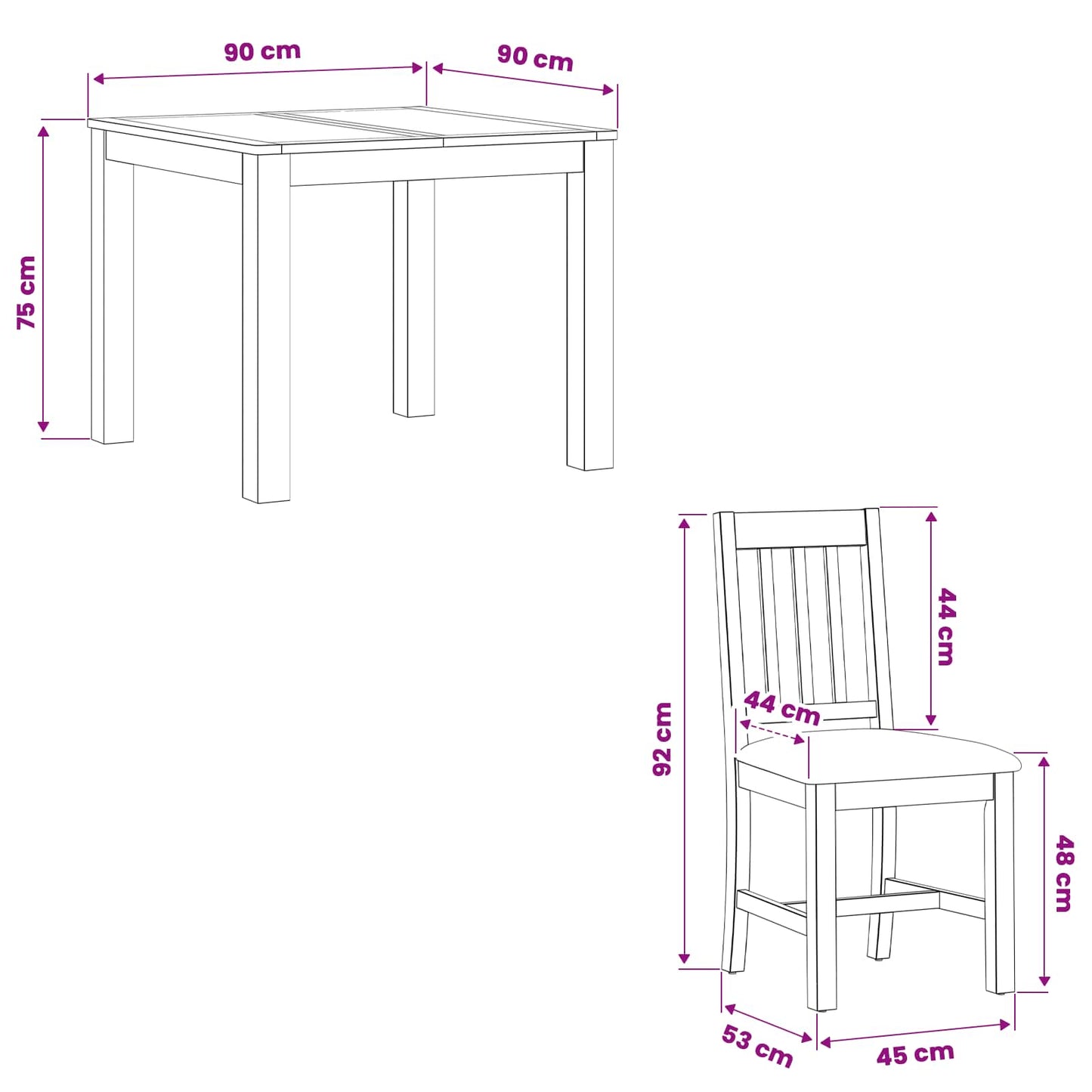 Dining Set 3 pcs Grey Solid Oak Wood