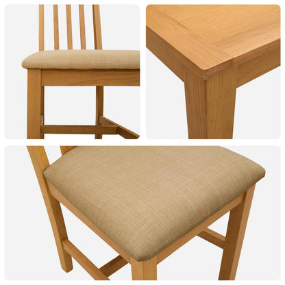 Dining Set 3 pcs Beige Solid Oak Wood