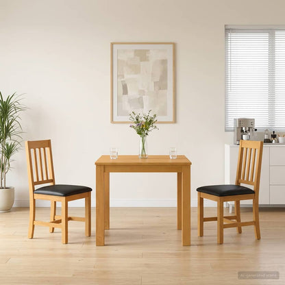 Dining Set 3 pcs Black Solid Oak Wood