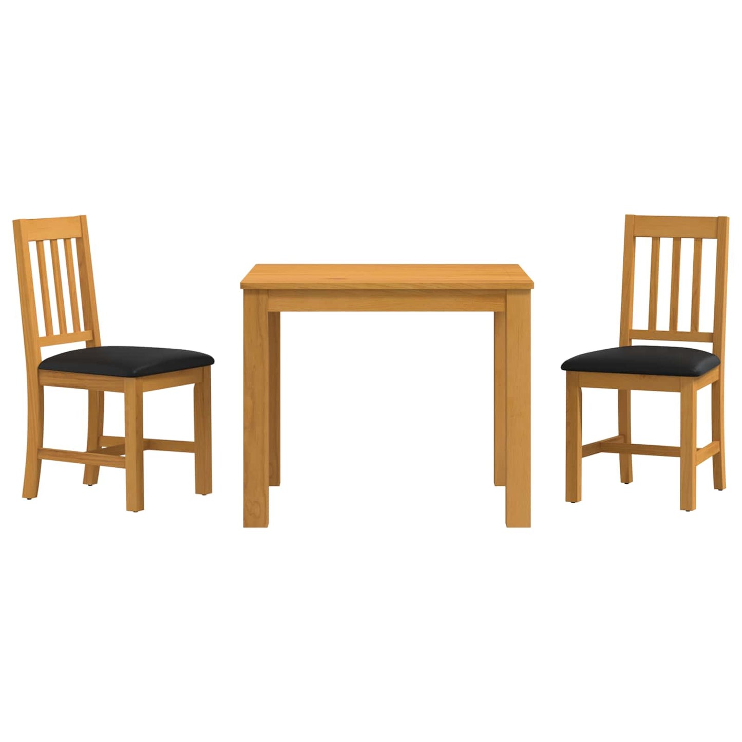 Dining Set 3 pcs Black Solid Oak Wood