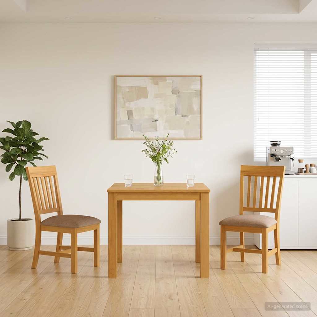 Dining Set 3 pcs Grey Solid Oak Wood