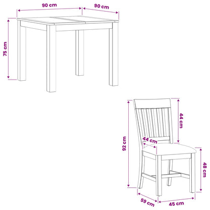 Dining Set 3 pcs Grey Solid Oak Wood