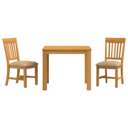 Dining Set 3 pcs Beige Solid Oak Wood