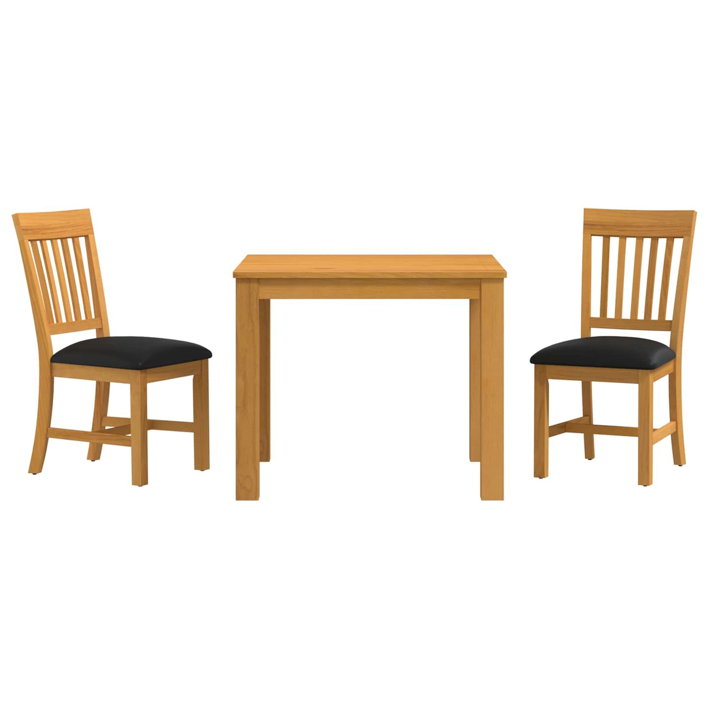 Dining Set 3 pcs Black Solid Oak Wood